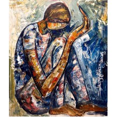 Shazly Khan, A whispered dua in complete submission-01-, 30 x 36 Inch, Acrylic on Canvas, Figurative Paintings, AC-SZK-149